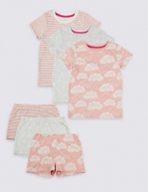 3 Pack Pure Cotton Short Pyjamas (1-7 Years)