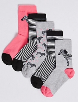 Marks and Spencer  5 Pair of Zebra Ankle Socks