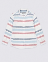 Marks and Spencer  Cotton Blend Striped Shirt (3-16 Years)