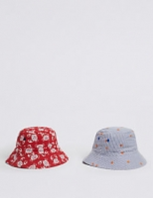 Kids 2 Pack Sun Bucket Hats (0 Month - 6 Years)