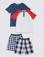 Marks and Spencer  2 Pack Checked Short Pyjamas (3-16 Years)