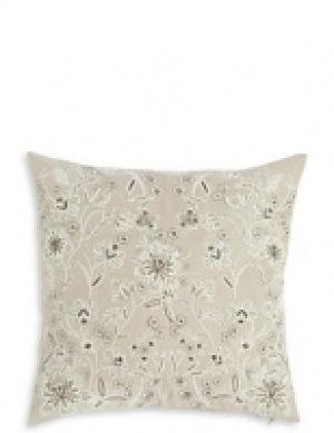 Ornamental Floral Embroidered Cushion