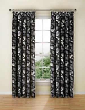 Floral Print Velvet Pencil Pleat Curtains