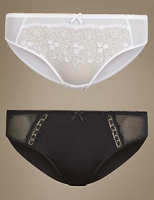 Marks and Spencer  2 Pack Embroidered High Leg Knickers