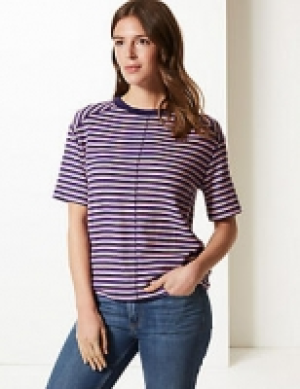 Striped Round Neck Short Sleeve T-Shirt