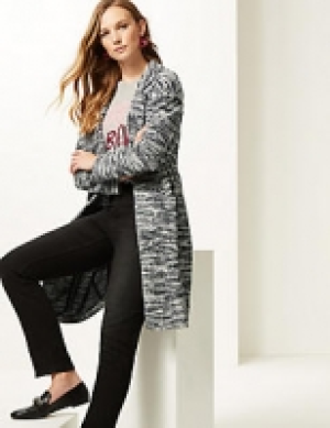 Textured longline Open Front coat