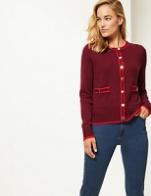 Lambswool Blend Textured Cardigan