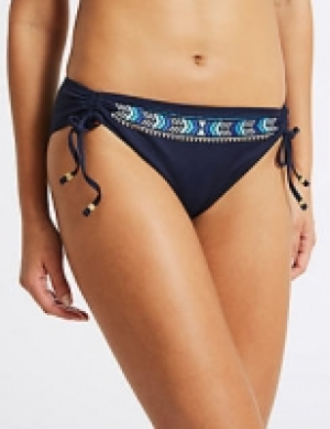 Embroidered Hipster Bikini Bottoms