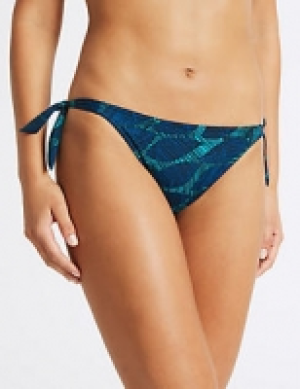 Leaf Print Tie Side Bikini Bottoms