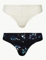 Marks and Spencer  2 Pack Floral Lace Embroidered Thong