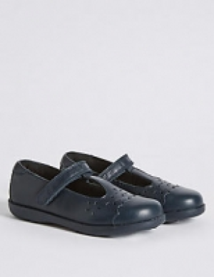 Kids Leather Cross Bar School Shoes (8 Small - 1 Large)