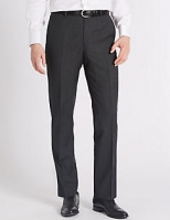 Marks and Spencer  Grey Textured Tailored Fit Wool Trousers