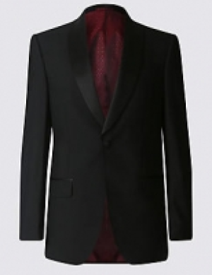 Marks and Spencer  Black Regular Fit Wool Jacket