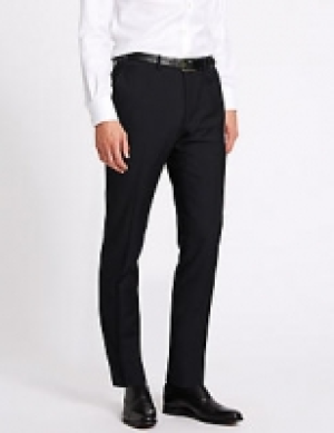 Navy Herringbone Slim Fit Trousers