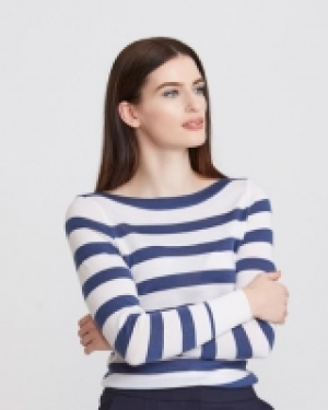 Paul Costelloe Living Studio Merino Stripe Slash Sweater