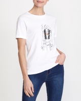 Dunnes Stores  Studded Girl Sketch T-Shirt