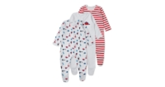 Aldi  Dinosaur Baby Sleepsuits 3 Pack