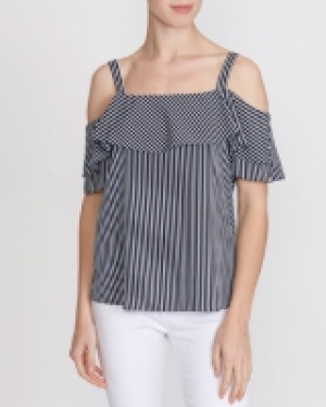 Stripe Cold Shoulder Top