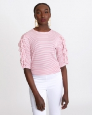 Dunnes Stores  Savida Stripe Ruffle Sleeve Top