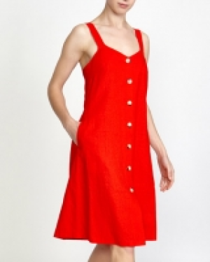 Button Front Linen Blend Dress