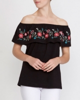 Dunnes Stores  Embroidery Bardot Top