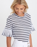 Dunnes Stores  Savida Striped Top With Bell Sleeves
