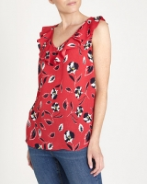 Print Sleevless Ruffle Top