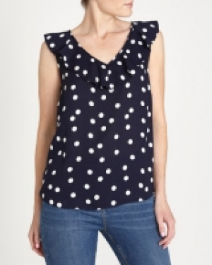 Dunnes Stores  Sleeveless Spot Ruffle Top