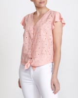 Dunnes Stores  Tie Front Broderie Top