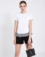 Dunnes Stores  Savida T-Shirt With Gingham Hem And Neck Tie