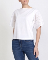 Dunnes Stores  Broderie Sleeve T-Shirt