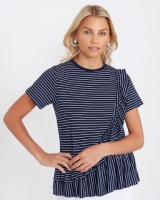 Dunnes Stores  Savida Striped Top With Ruffle Detail