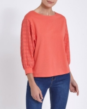Broderie Sleeve Long-Sleeved Top