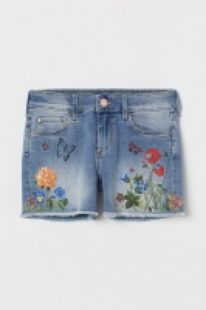 HM   Printed denim shorts