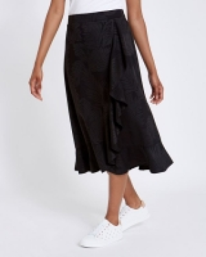 Jacquard Ruffle Midi Skirt