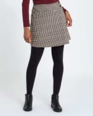 Check Wrap Mini Skirt