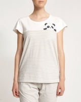 Dunnes Stores  Short Sleeve Panda Stripe Top