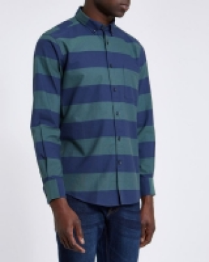 Regular Fit Long-Sleeved Oxford Stripe with Comfort Flex