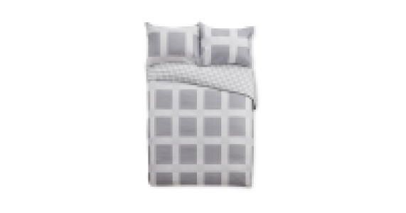 Aldi  King Grey Check Duvet Set