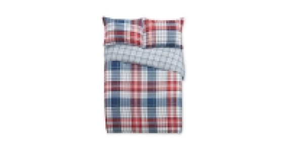 Aldi  King Blue/Red Check Duvet Set