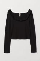 HM   Frill-trimmed ribbed top