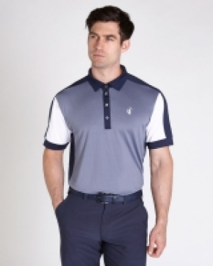 Dunnes Stores  Pádraig Harrington Navy Colour Block Shoulder Tape Polo (UPF