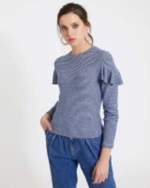 Dunnes Stores  Savida Stripe Frill Sleeve Soft Top