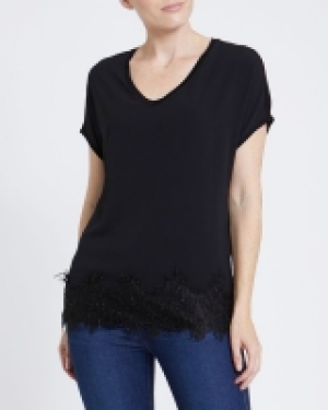 Woven Front With Lace Trim Top