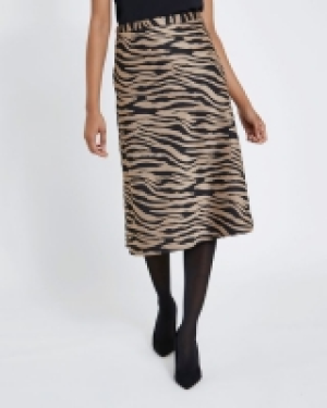 Zebra Printed Midi Skirt