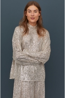 HM   High-collared sequined top