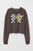 HM   Cropped printed hooded top