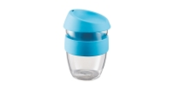 Blue Reuseable Glass Travel Cup
