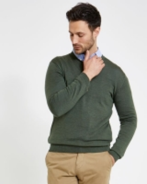 Dunnes Stores  Paul Costelloe Living Regular Fit Green Merino V-Neck (Made 