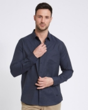 Dunnes Stores  Paul Costelloe Living Regular Fit Navy Marl Shirt